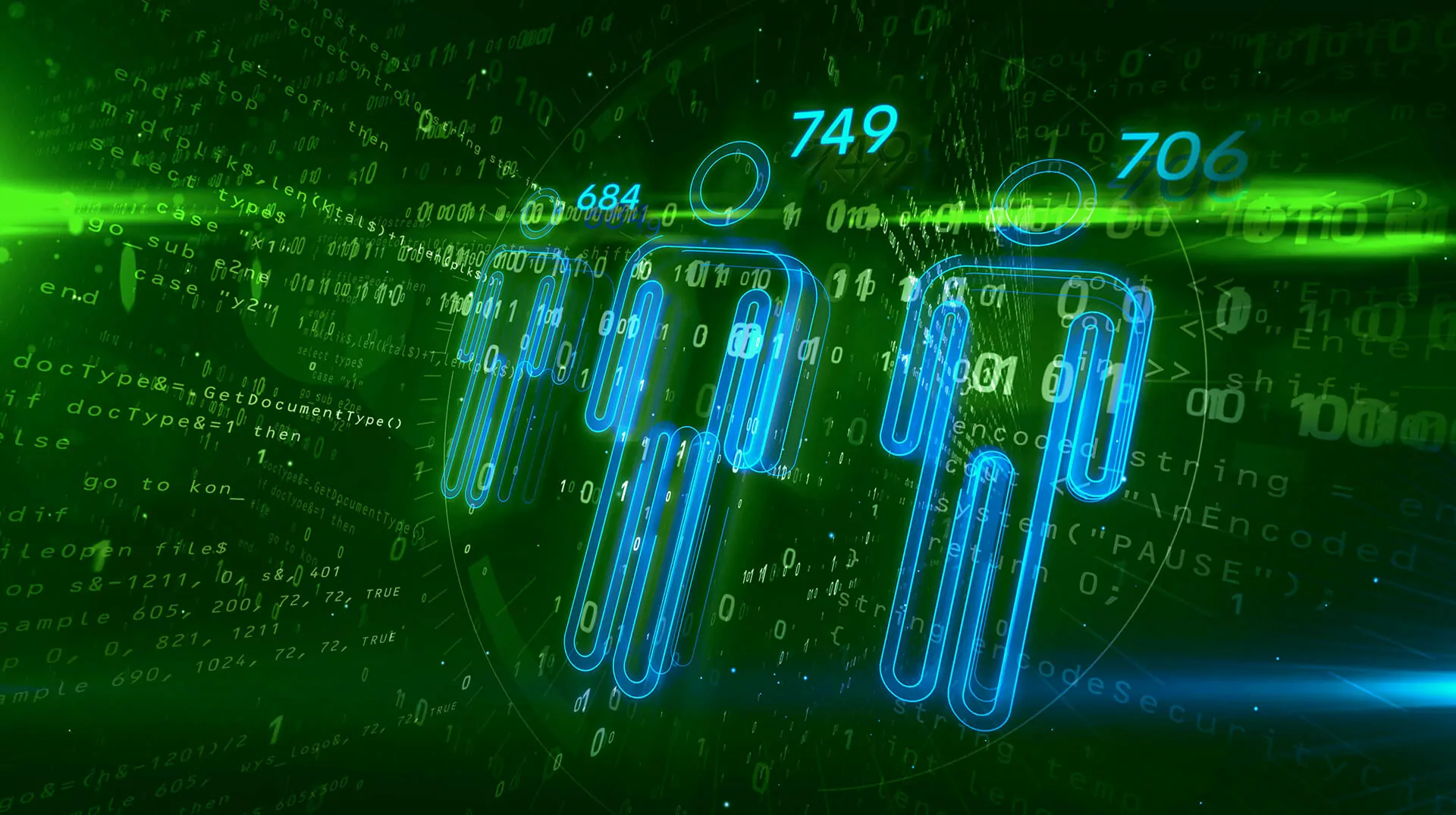 graphic image - green coding and human illustration